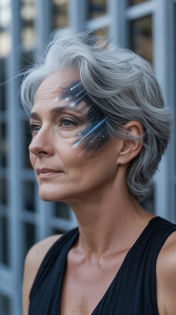 50. Meteor Shower Silver and Charcoal