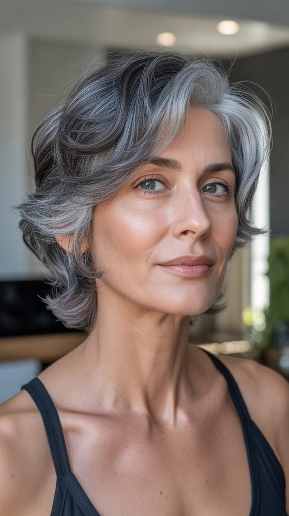 43. Hematite Gray Lowlights with Shine