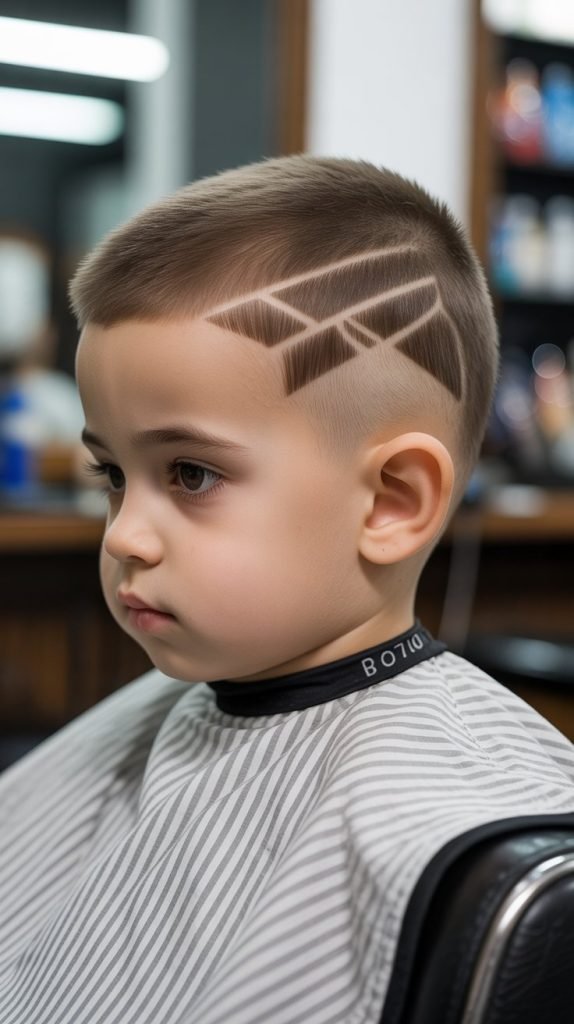 22. Buzz Cut with Line Design