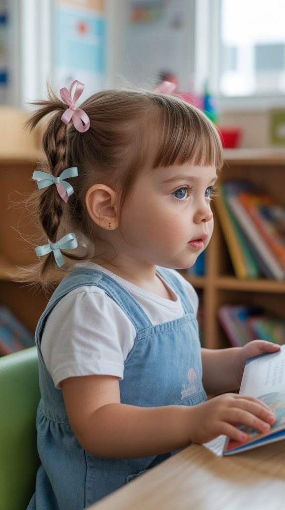 8. Low Pigtails with Ribbons