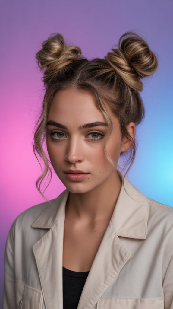 13. Half Up Space Buns