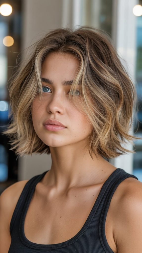 36. The Layered Bob with Textured Ends