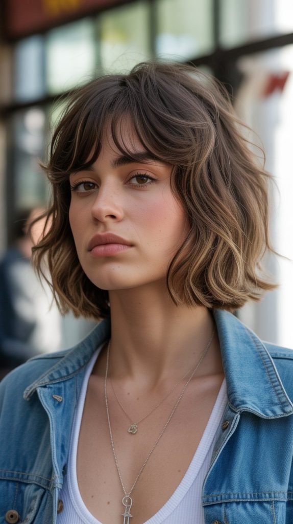 11. Shaggy Long Bob with Choppy Curtain Bangs