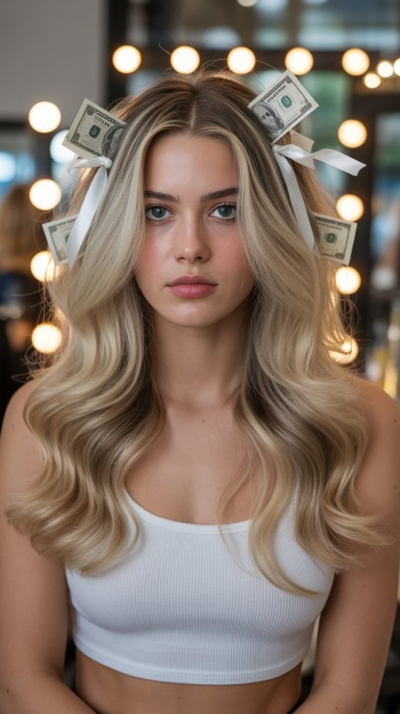 27. Multidimensional Blonde with Ribbons and Money Piece