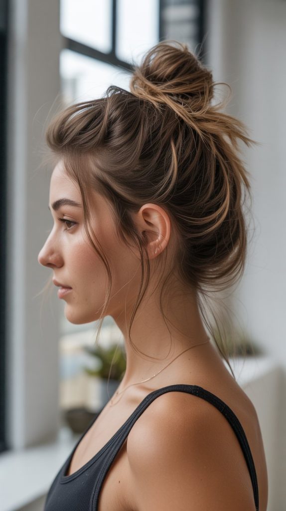 Messy Half Up Top Knot