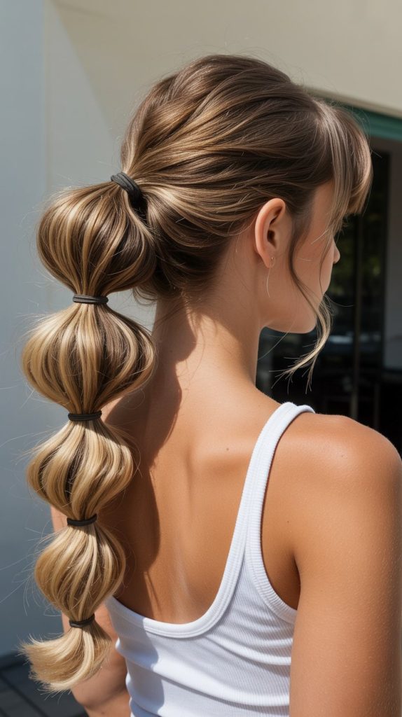 7. Half Up with Bubble Ponytail