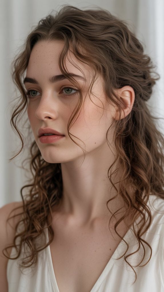 9. Half Up with Face-Framing Curls