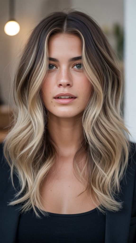 20. Blonde Balayage with Dark Roots