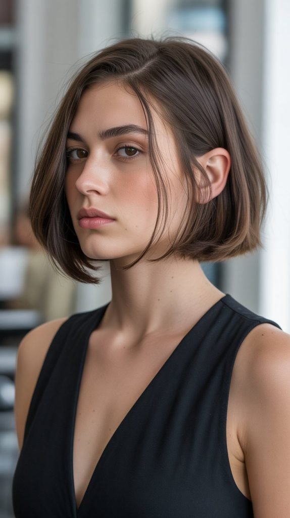 28. Ear-Grazing Bob with Side Part