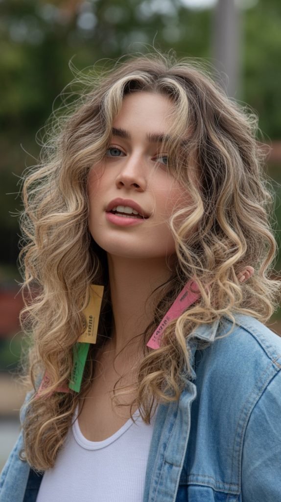 25. Textured Blonde Balayage with Bright Money Piece