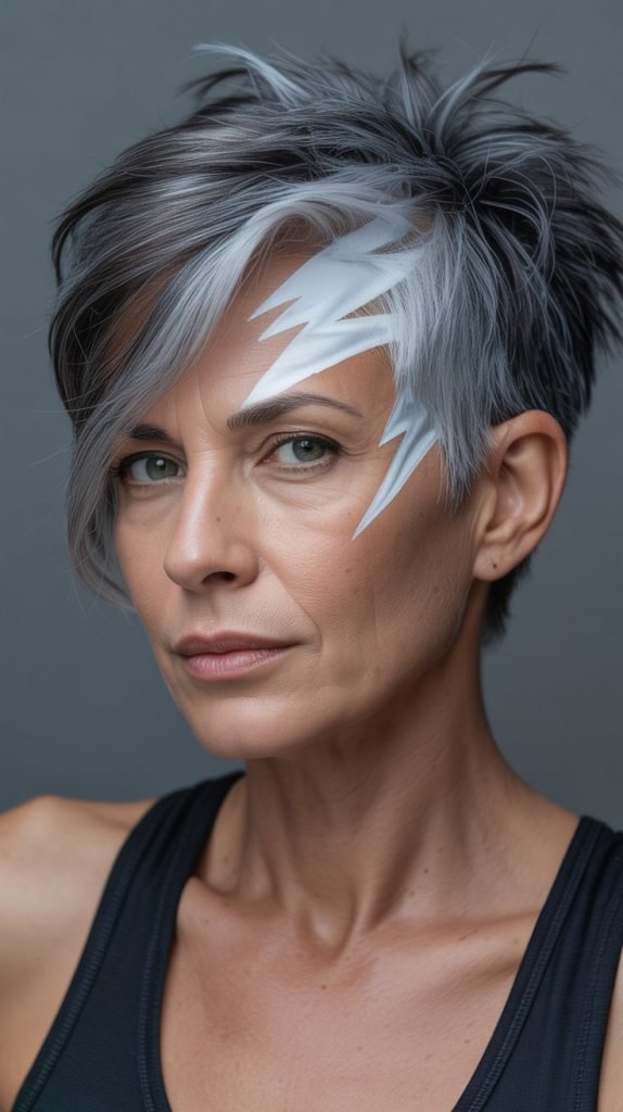 27. Stormy Gray with Lightning Bolt Highlights