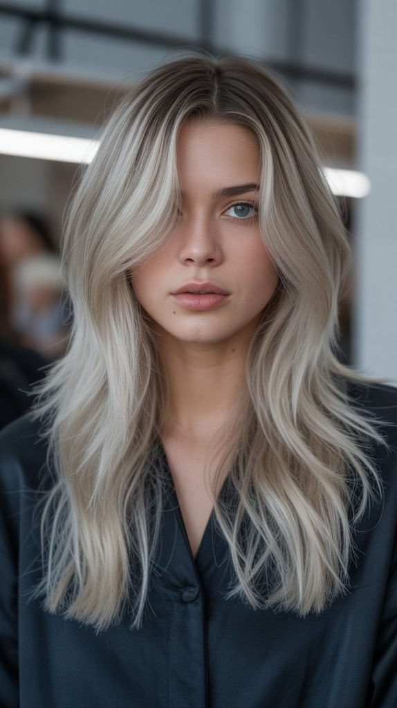 21. Ashy Blonde Highlights on Cool-Toned Base