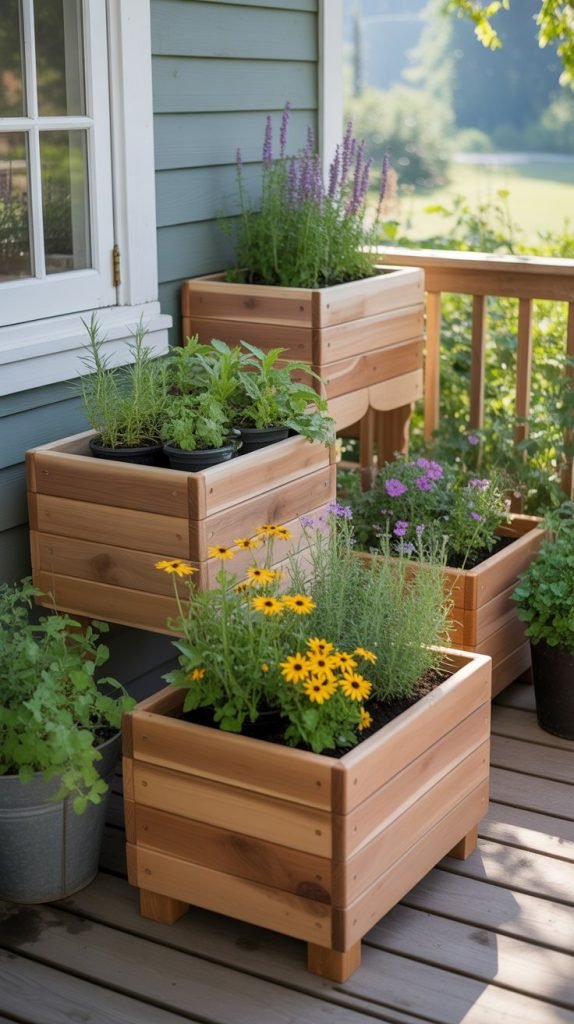 7. Wooden Planters and Flower Boxes