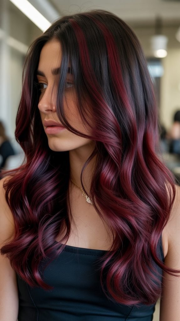 32. Burgundy Brunette Balayage