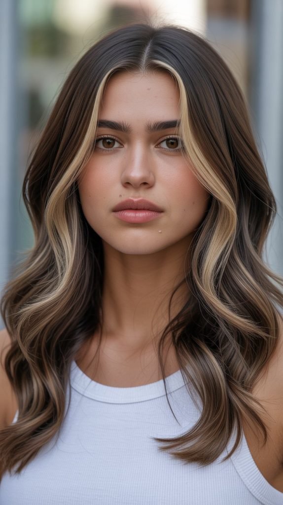 10. Blonde Highlights with Dark Brown Base