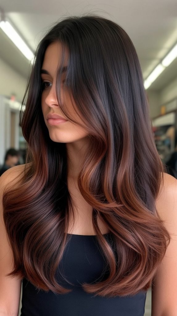7. Rich Mahogany Balayage