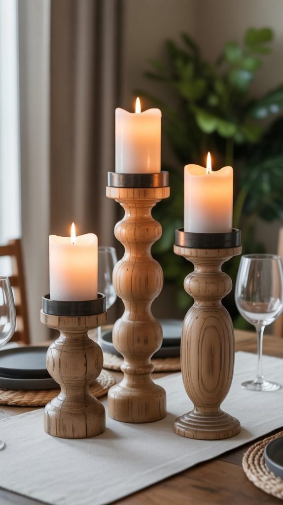 12. Wooden Candle Holders