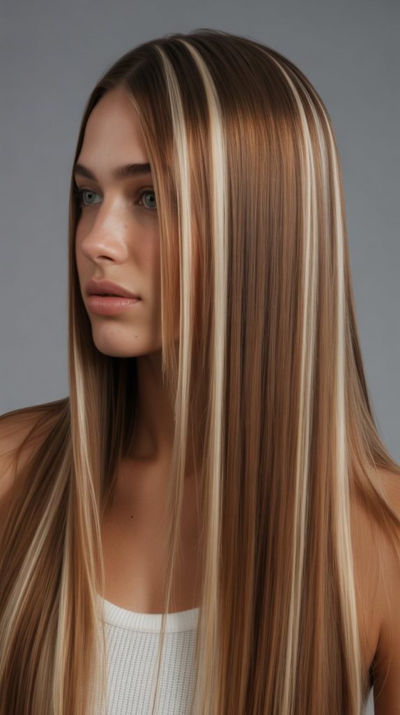 29. Blonde Highlights on Straight Hair