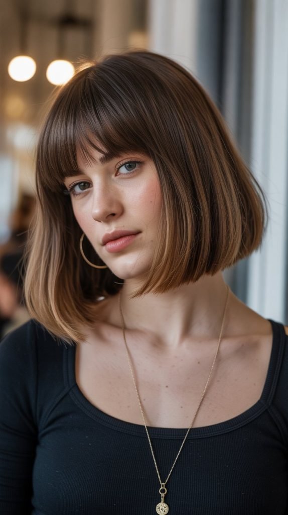  Long Bob with Blunt Bangs