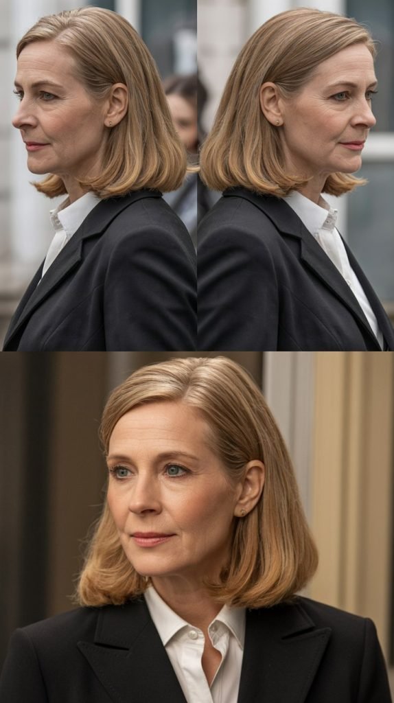 8. Sleek Middle Part with Tucked Ears