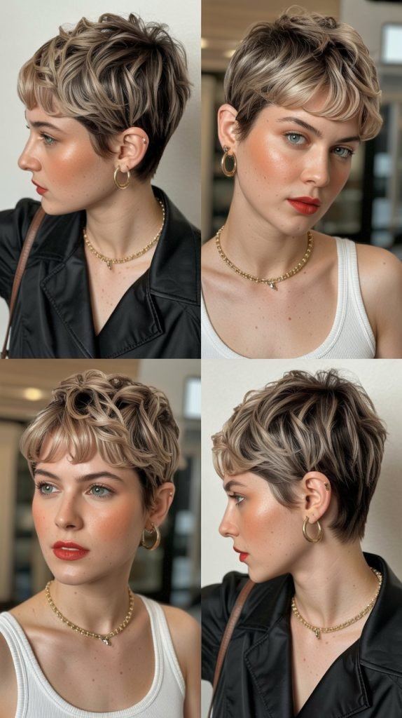 8. Choppy Pixie with Chunky Highlights