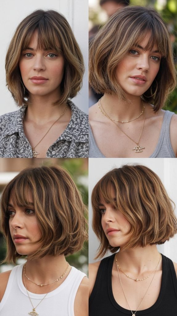 21. Layered Bob with Curtain Bangs