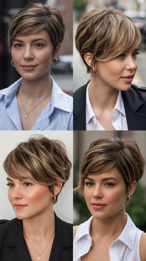 36. Layered Pixie with Side-Swept Bangs