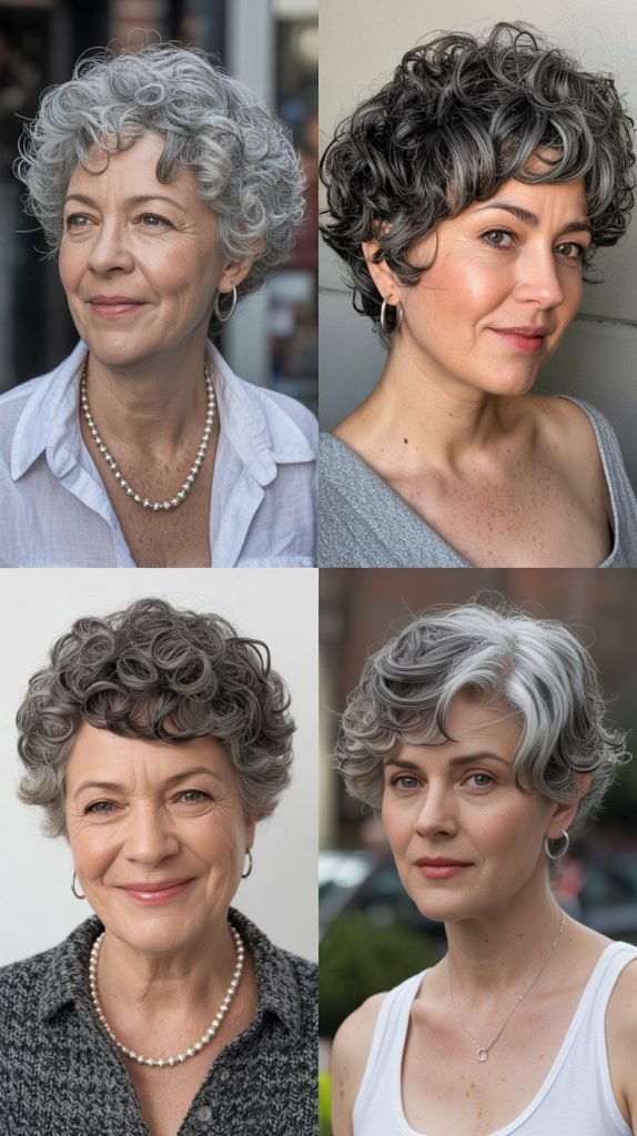 Natural Gray Curly Pixie