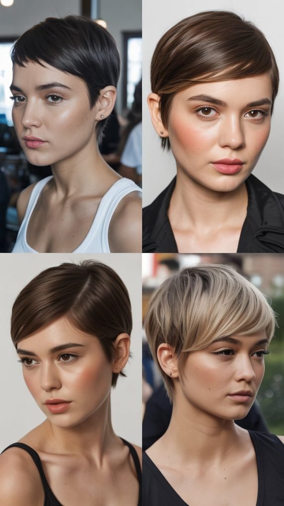 12. Sleek Pixie with Face-Framing Highlights
