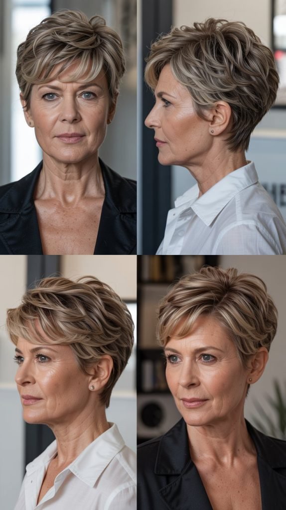 Tapered Crop with Textured Crown