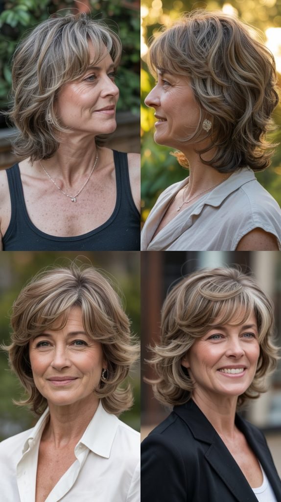  Feathered Layers with Face-Framing Highlights