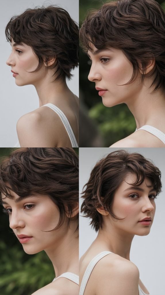Wispy Feathered Dark Brown Pixie