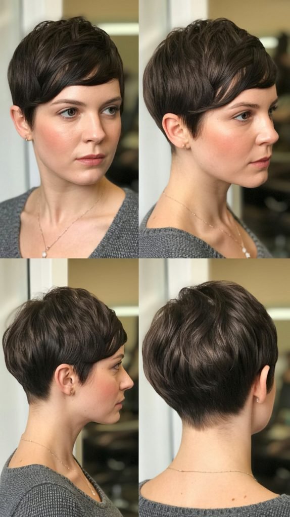  Classic Tapered Dark Brown Pixie