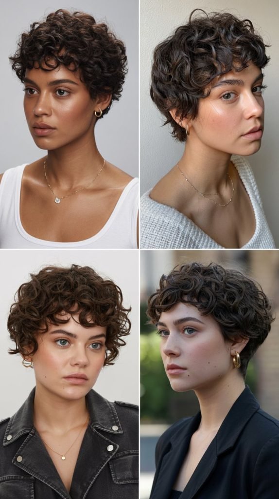 10. Curly Pixie for Fine Hair