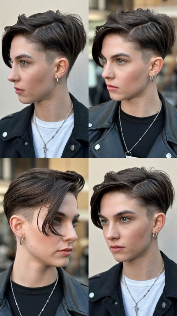 20. Edgy Layered Crop with Side Part