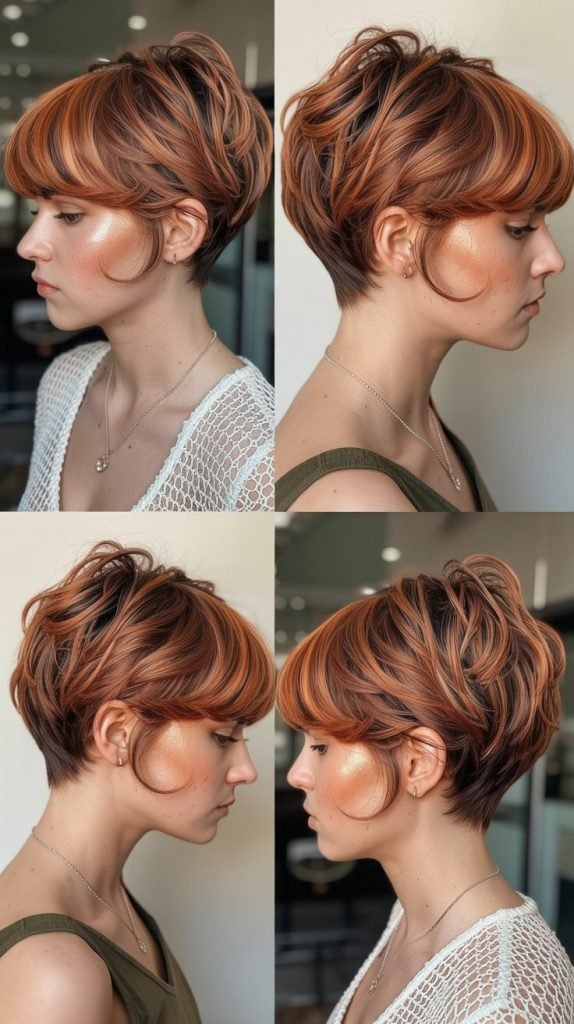 16. Rounded Pixie with Copper Highlights