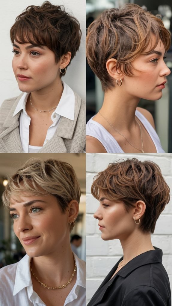 22. Tousled Pixie with Sun-Kissed Highlights