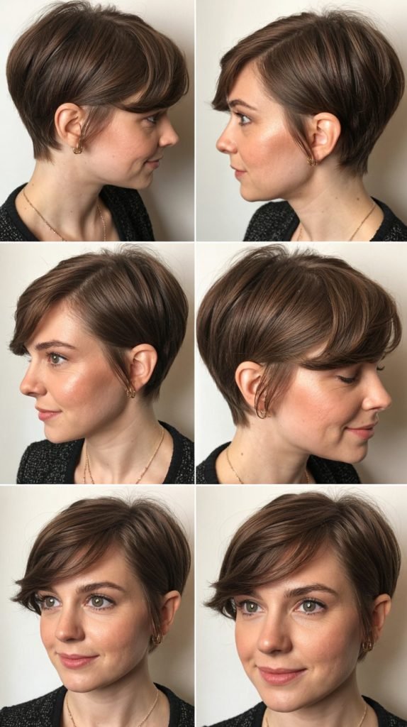  Asymmetrical Pixie with Side Swept Bangs