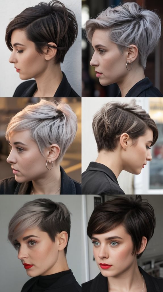 21. Disconnected Pixie with Platinum and Black Highlights