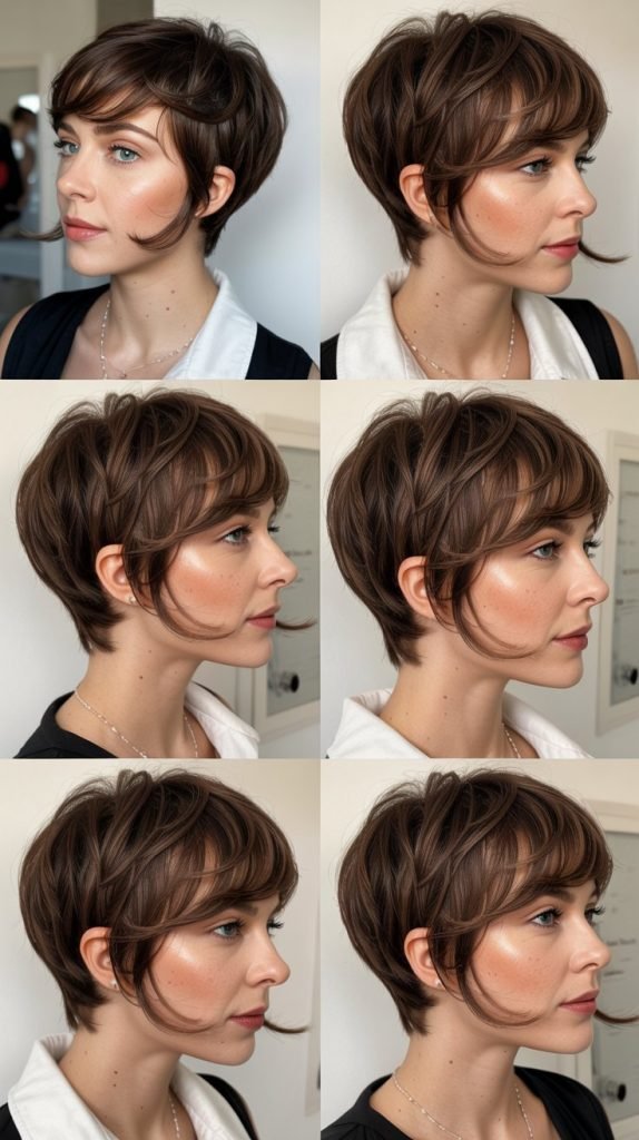 18. Layered Pixie With Long Swooping Bangs