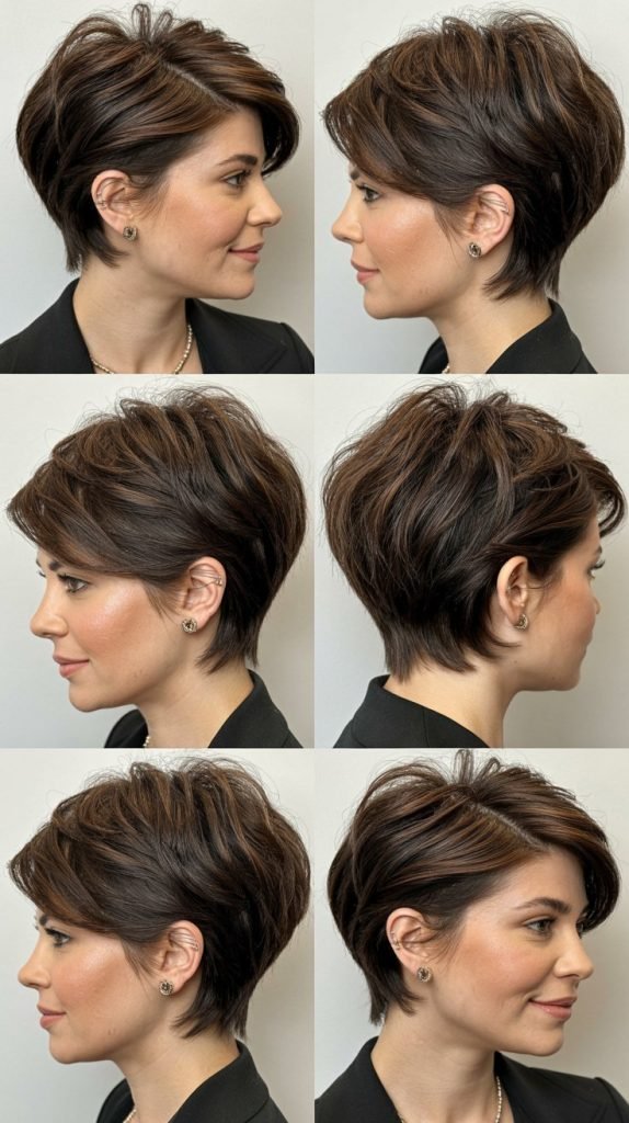 Layered Crown Dark Brown Pixie