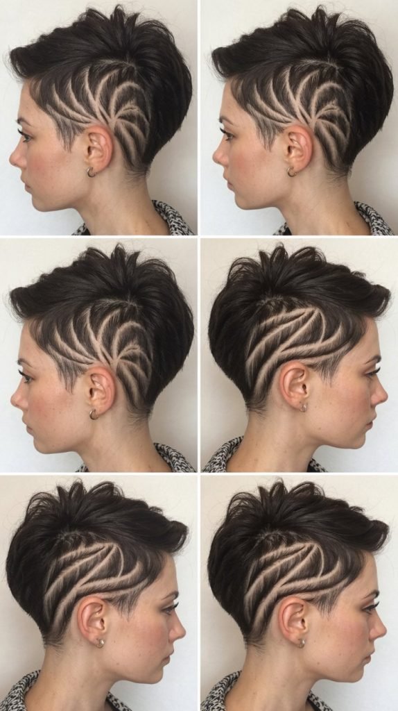  Pixie with Dark Brown Nape Undercut Design