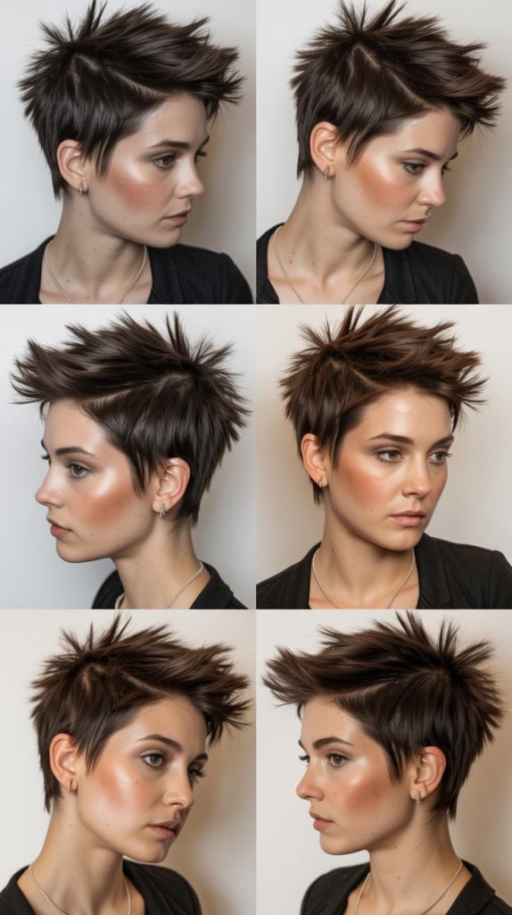  Spiky Dark Brown Pixie with Volume