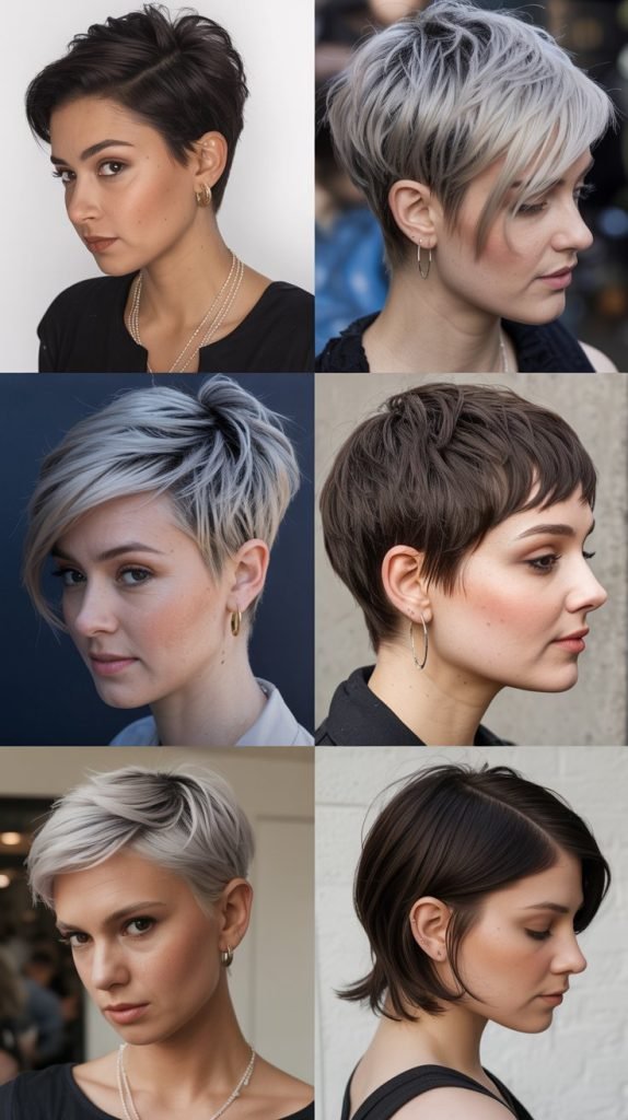 3. Textured Pixie with Platinum Streaks