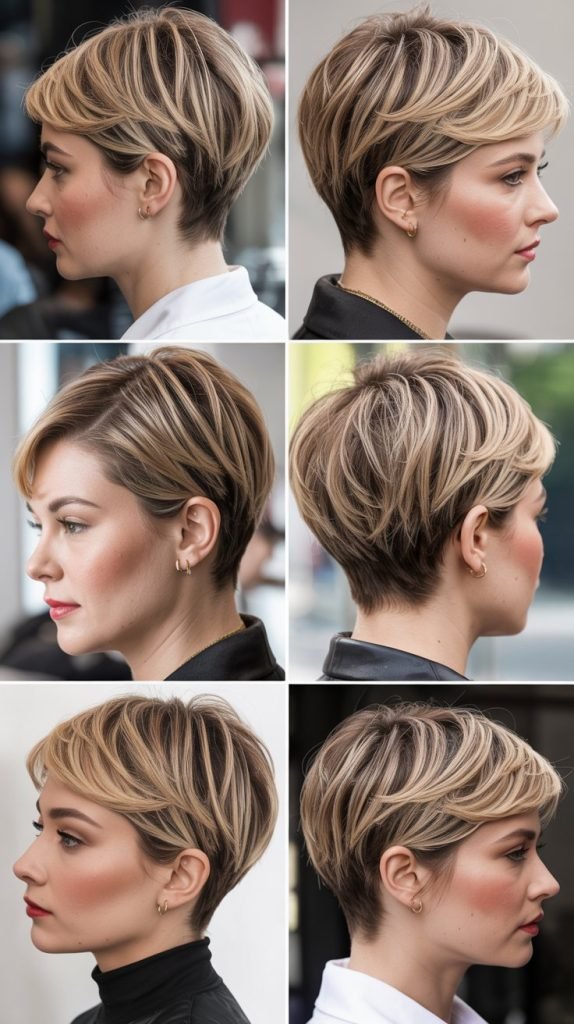 1. Classic Pixie with Blonde Balayage
