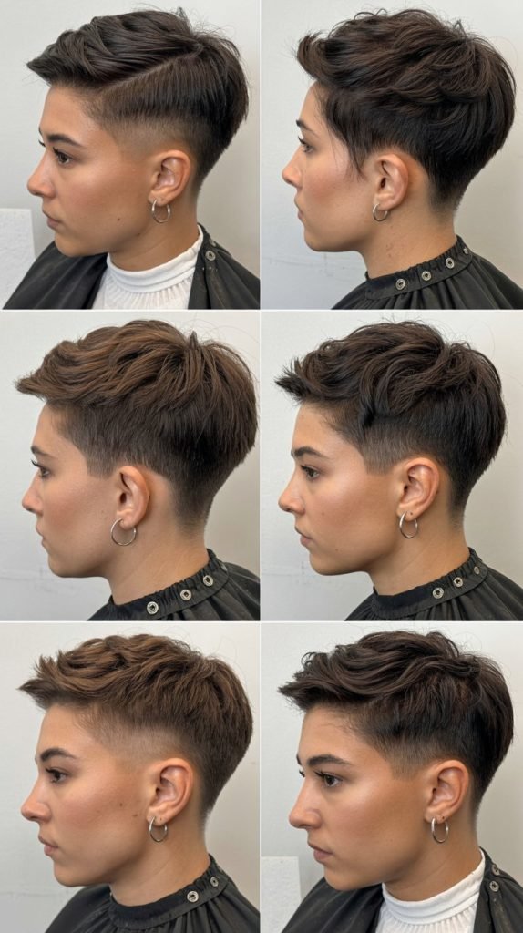 16. Pixie with Tapered Sideburns