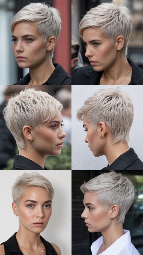 10. Platinum Blonde Pixie for Bold Impact
