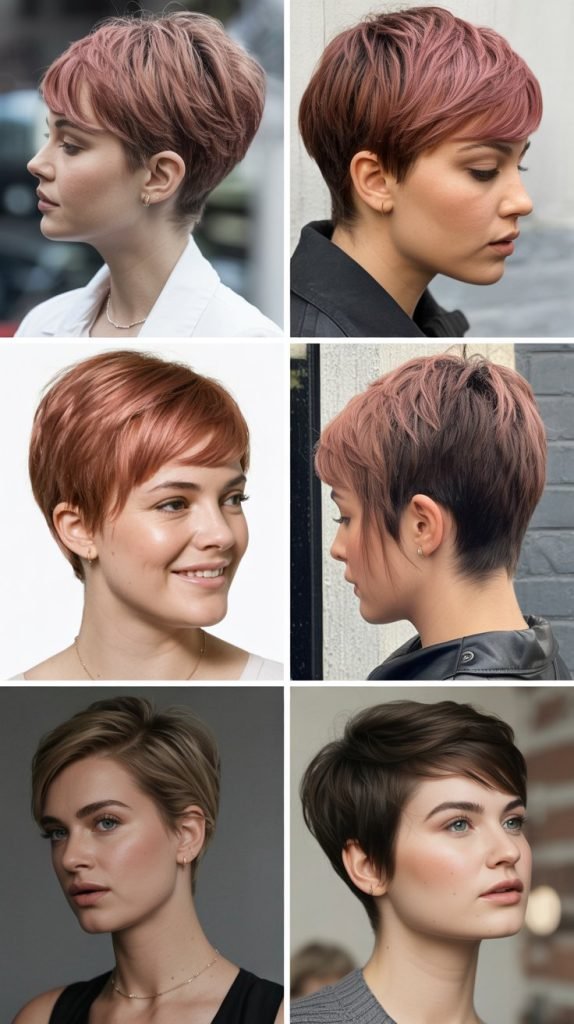 7. Tapered Pixie with Rose Gold Accents