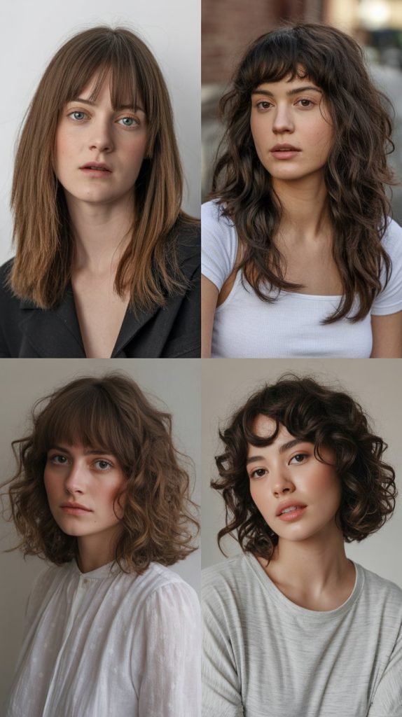 25. Long Bob with Curtain Bangs for Different Hair Textures