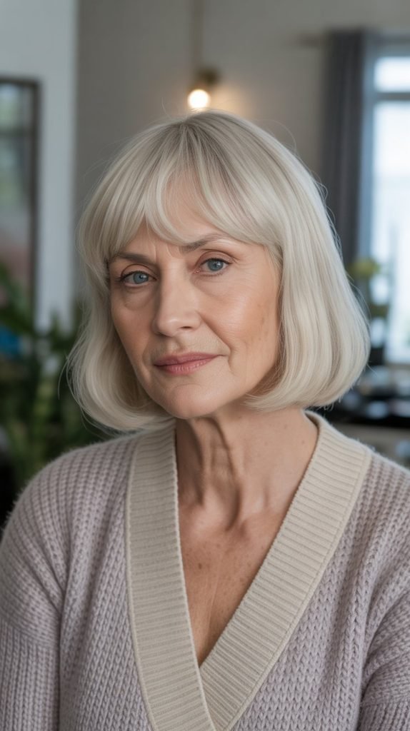 5. Long Bob with Curtain Bangs